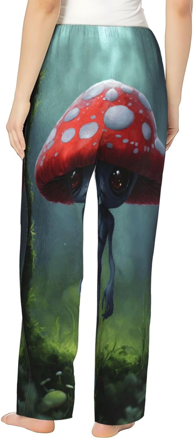 Astronaut And Alien Print Fashion Cozy Womens Flannel Pajama Pants,Perfect For Christmas And Everyday Wear