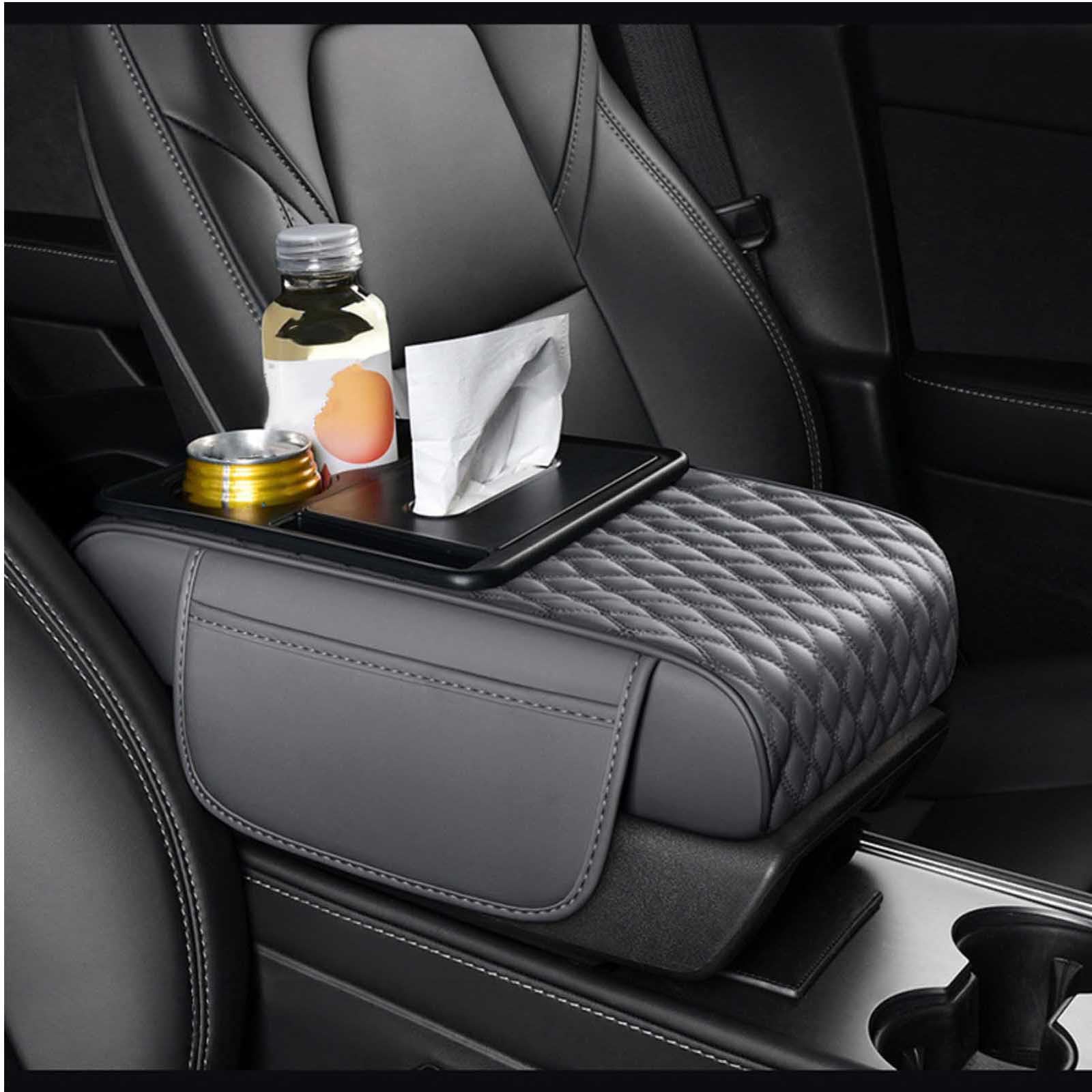 Auto Armlehnen Auflage für Odyssey 2004-2008, Auto Armlehnenbox PU-Leder Verdickter Mittelkonsole mit Aufbewahrungstasche,Grey