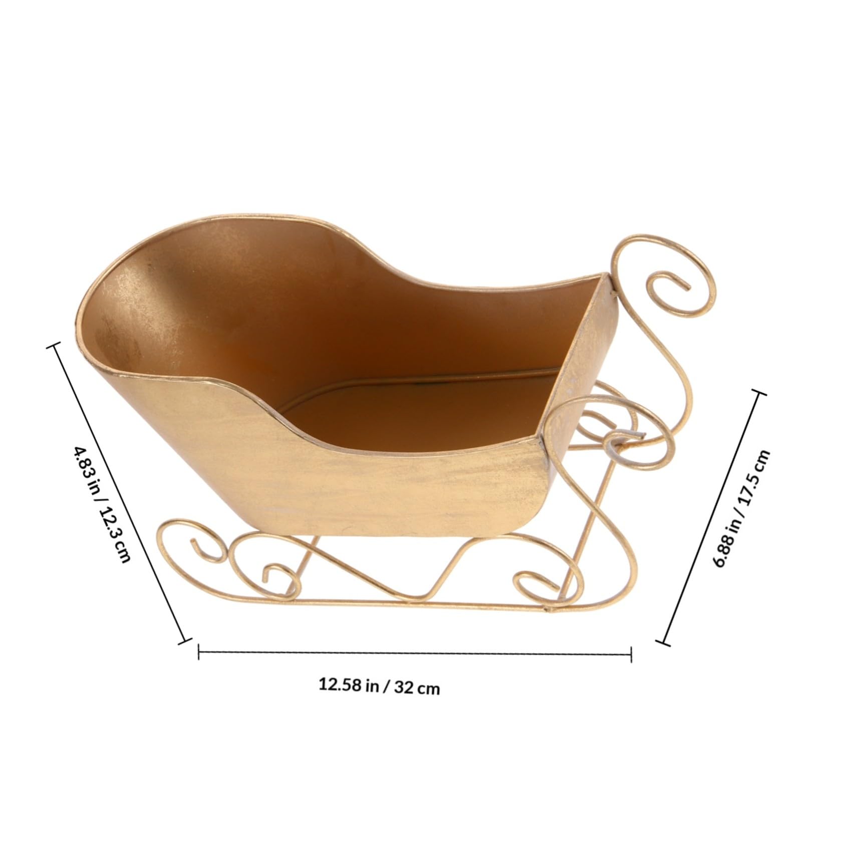 Decoración Navideña de Trineo Dorado en Hierro, Adorno Clásico para Árbol de Navidad y Fiestas Temáticas, Accesorio Decorativo y Foto Prop Elegante