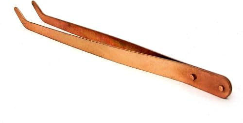 Rigid Copper Pickling Tweezers/Tongs For Soldering Etc Curved Tips 8.5"
