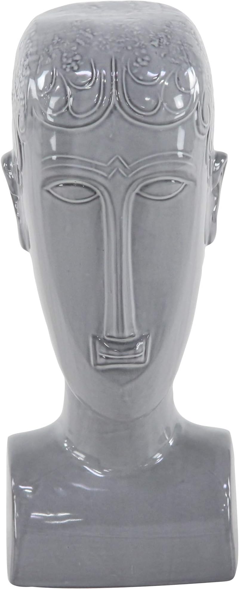 Deco 79 Ceramic People Face Sculpture, 5" x 5" x 13", Gray