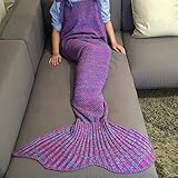 Handcrafted Crochet Knitting Mermaid Tail Blanket Sofa Blanket Rug Soft Sleeping Bag for Adult Teens, 71.6
