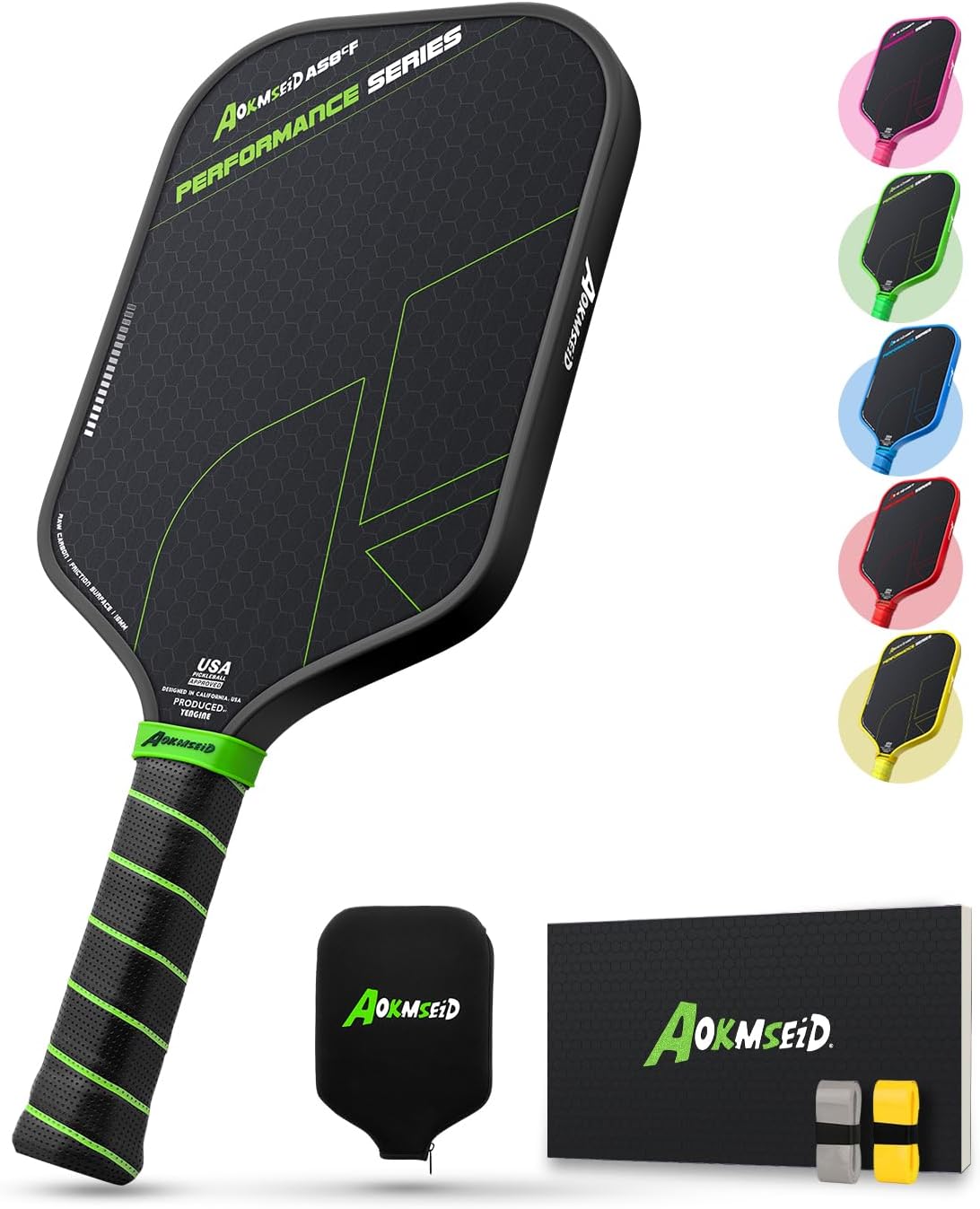 AKS Performance Series Pickleball Paddles – Toray T700 Raw Carbon Fiber Pickleball Paddle with Physical Friction Surface, 16mm Powerful Polymer Core, Good Control & Spin Shots, USAPA Approved