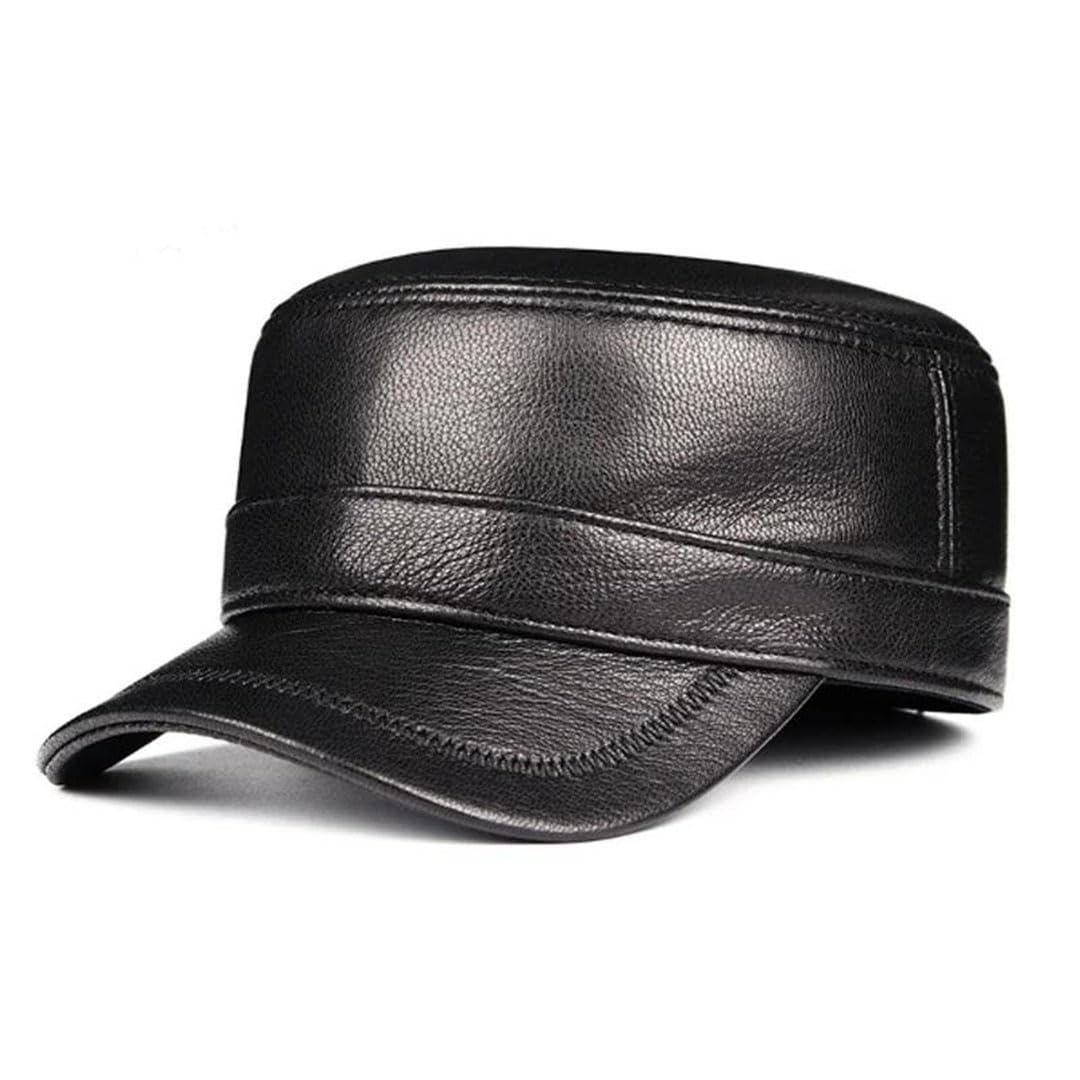 Męska wiosenna czapka skórzana z płaskimi czapkami, ciepła czapka, elegancka męska czapka baseballowa, brytyjs