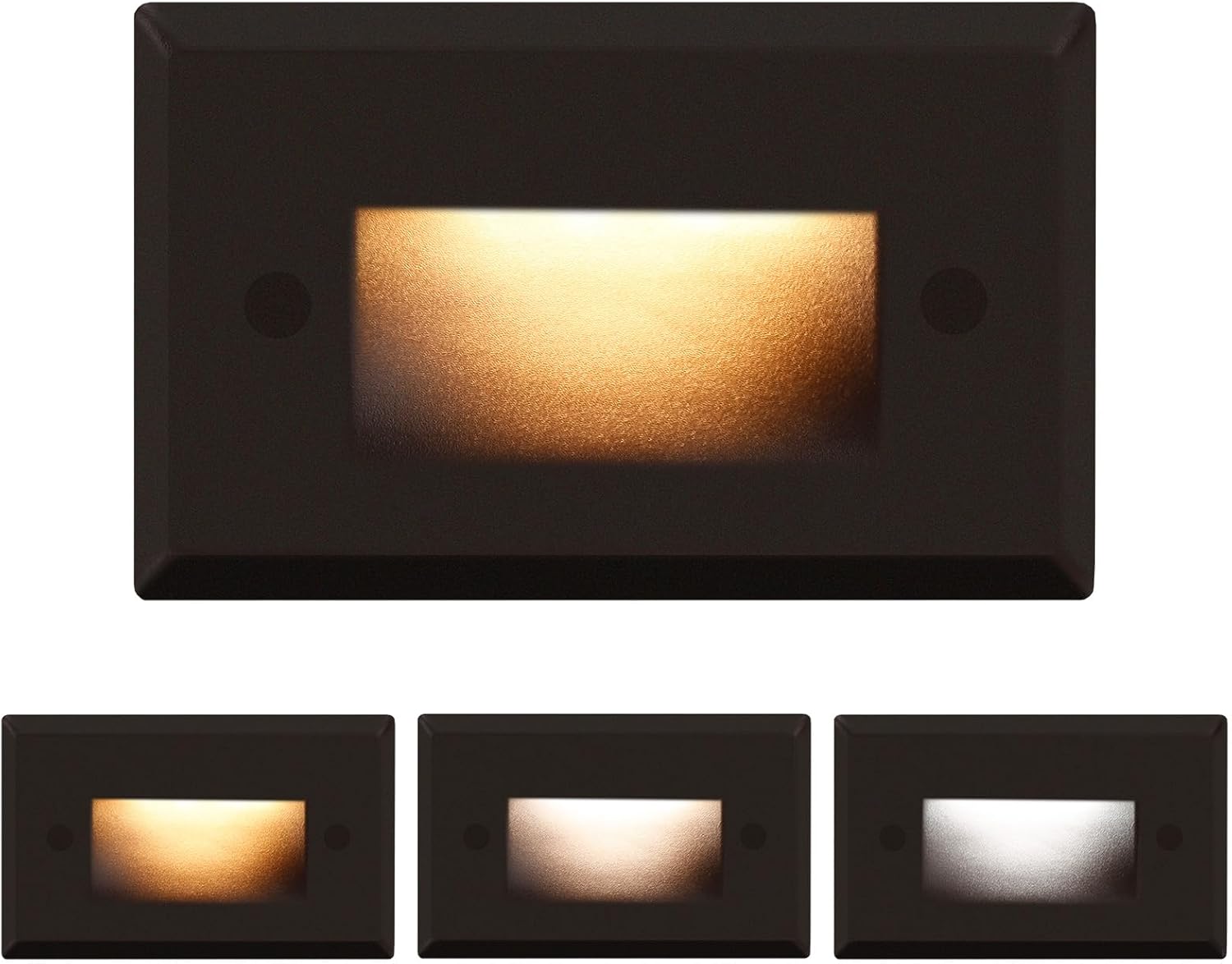 120V Dimmable 3CCT Step Lights,Stair Outdoor,Zinc Alloy/Aluminum Cover, 2.5W 150LM IP65 Waterproof LED Stair Lights, 2700K/3500K/5000K, CRI90, Beam Angle 30°, Brown 6/Pack (Brown)