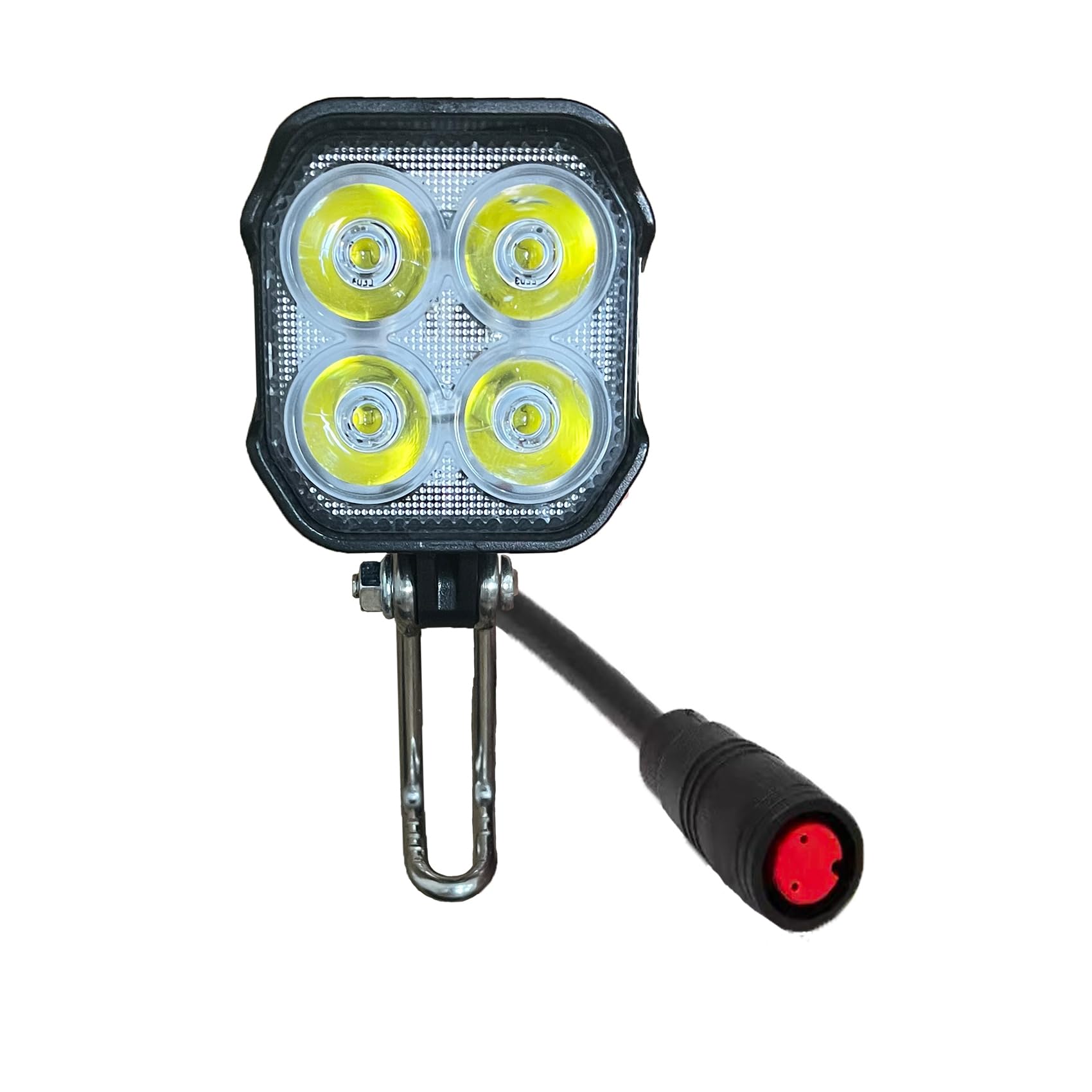 Electric Bike LED Headlight,2 pin male/female,D-060 4-LED, 16-Inch Cable, 2.12 x 2.28 in, Black (2 Pin Female)
