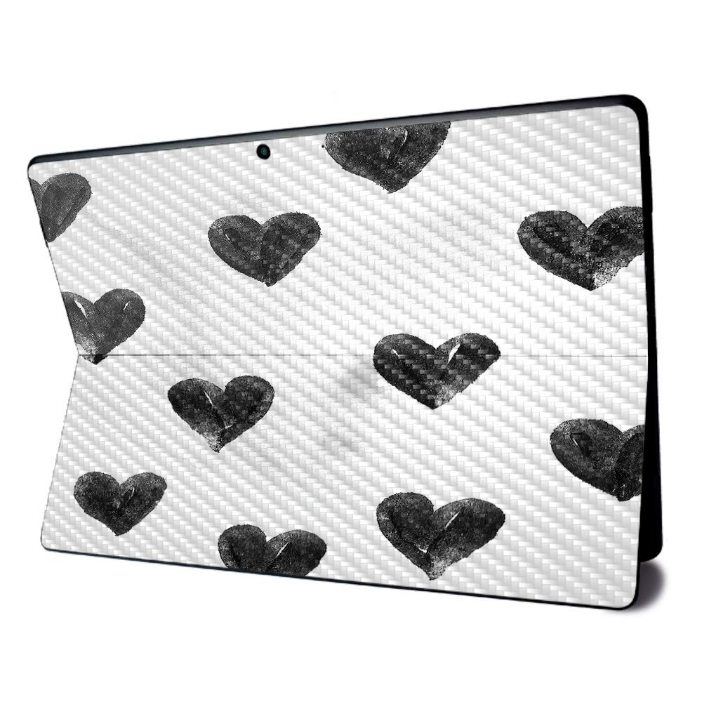 MightySkins Carbon Fiber Skin for Microsoft Surface Pro X - Ink Hearts | Textured Carbon Fiber Finish | Easy to Apply, Remove, and Change Styles | Made in The USA