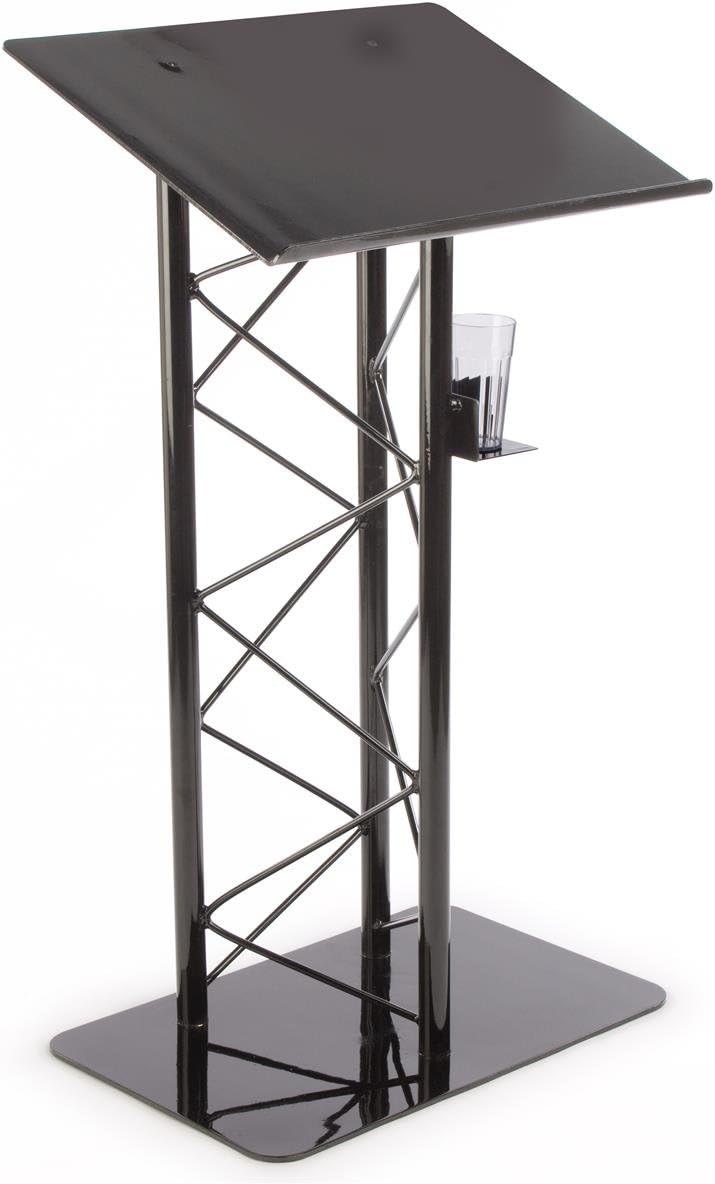 Apex Truss Presentation Stand with Shelf, Black Steel