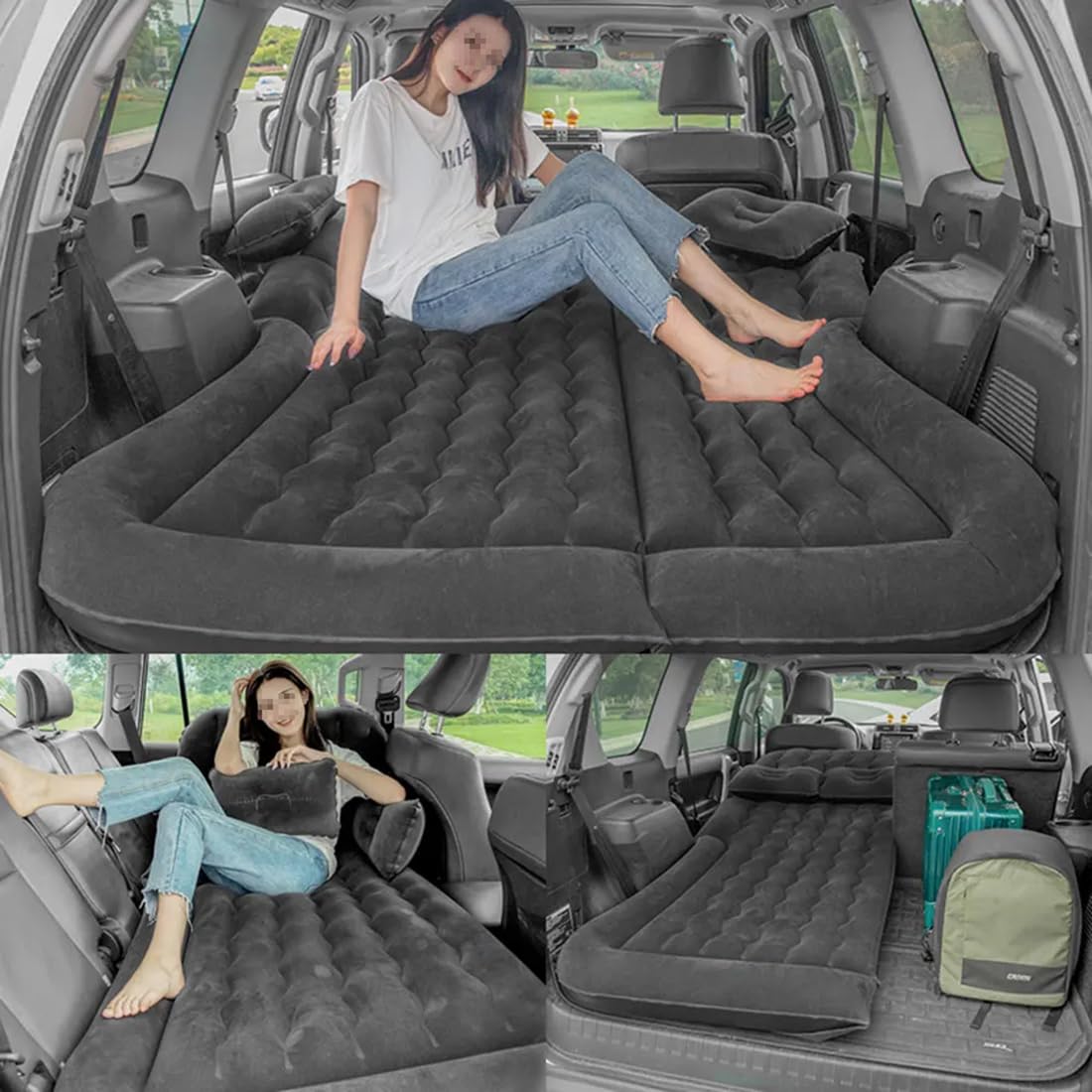 Letto Gonfiabile per Auto per VW Golf Sportsvan 2014-2020,Materasso Gonfiabile da Viaggio,Materasso per Bagagliaio del Sedile Posteriore,Letto Ad Aria,Black-Black