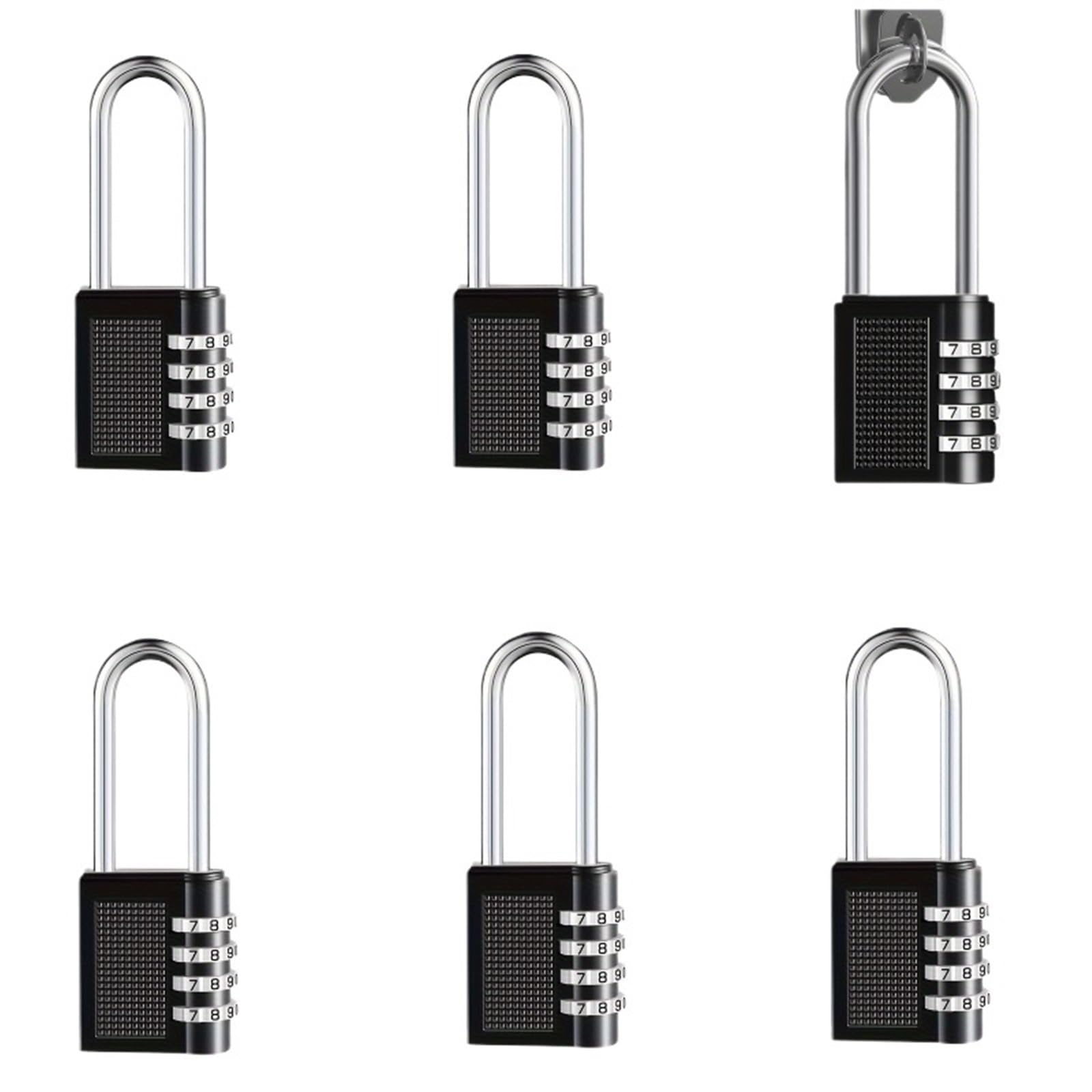 Vorhängeschloss Mit Zahlencode 3/6 Stück Zinklegierung Ganzkörper-Zahlenschloss mit langem Strahl Paint Craft Großes 4-Bit-Fitnessraum-Schließfach Werkzeugkasten Türcode-Vorhängeschloss Schrankschloss