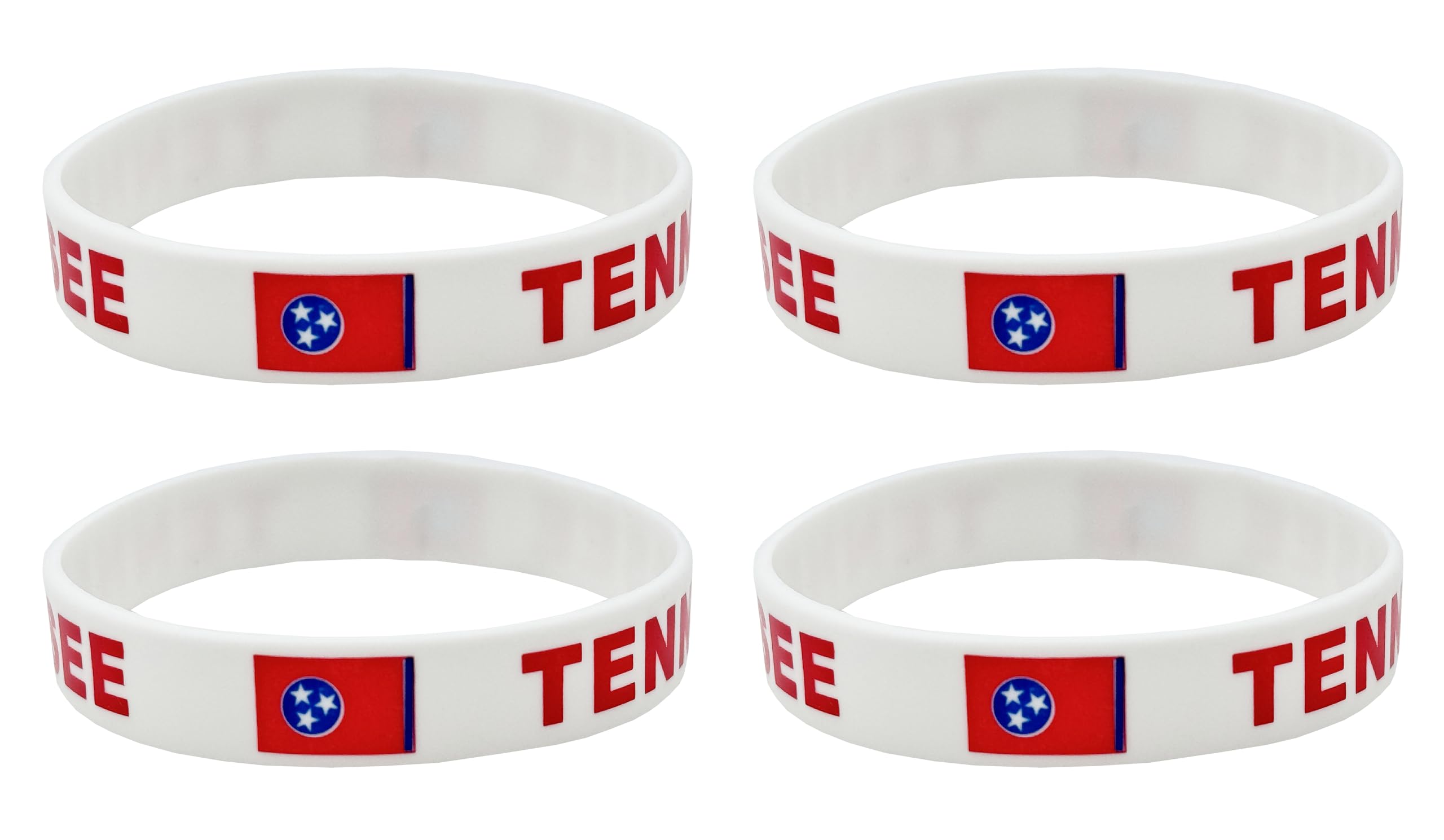 LLBFHH 4 Pcs Tennessee State Flag Rubber Bracelets,State Flag Silicone Bracelet, Rubber Wristbands Patriotic Decorations Gift.