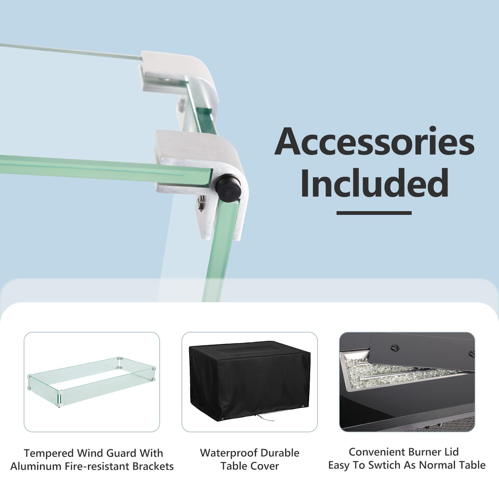 UMAX 44in Outdoor Propane Gas Fire Pit Table, 50,000 BTU AutoIgnition