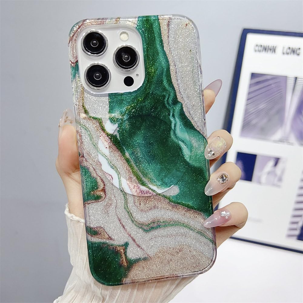 Coque antichoc iPhone 15 Plus marbre vert contre les chutes - 7