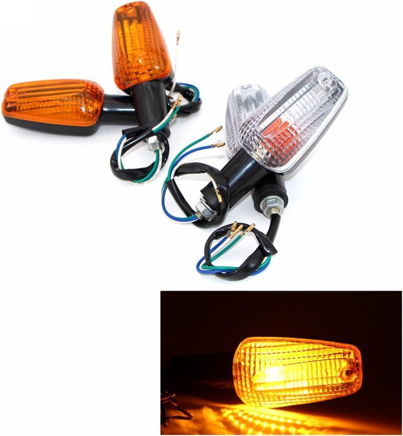 Generic Mini uniwersalne wskaźniki Dla Honda VTEC 2 2 szt. 3 przewody przednie kierunkowskazy motocyklowe bursztynowa lampa