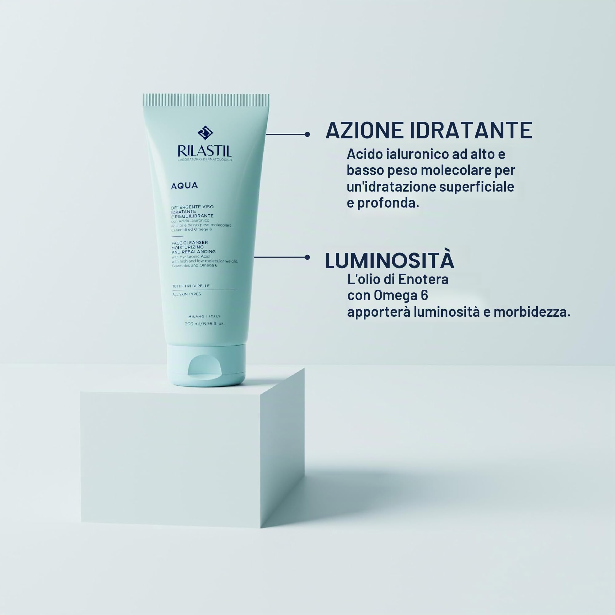 Rilastil Gel Detergente Viso Aqua, 200 ml