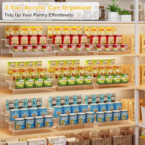 Expandable-Clear-Acrylic-Can-Organizer-for-Pantry-3-Tier-Holds-24-Cans-Adjustable-Can-Storage-Holder-Soda-Can-Dispenser-Shelf-Canned-Goods-Display-for-Cabinets-Countertops-Patent-Pending