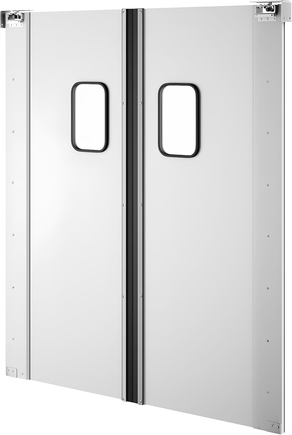 KoolMore Commercial Double Aluminum Swinging Traffic Door with 9 in. x 14 in. Window - 72 in. x 84 in. Door Opening (KM-SWD36X2)