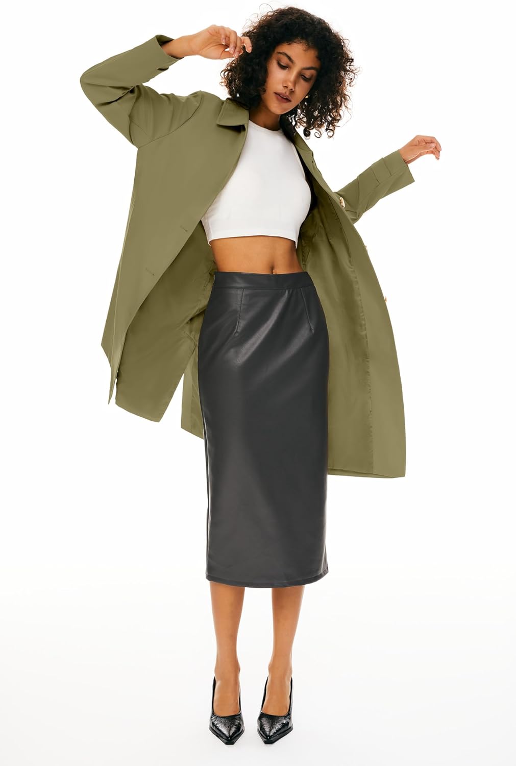 Orolay Women's Single Breasted Trench Coat Mid Long Classic Lapel Windproof Slim Outerwear Coats - Image 7