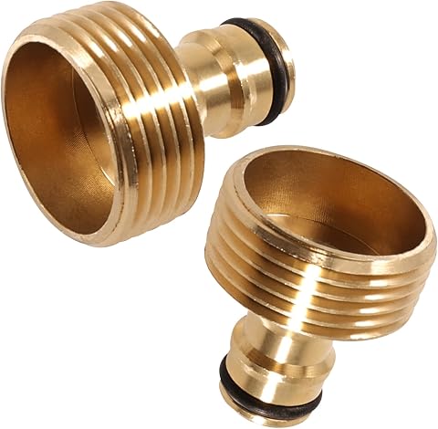 2 Stück 1 Zoll Außengewinde Messing-Schnellkupplung, Wasserhahn-Adapter mit 1 Zoll Außengewinde, Schlauchadapter und Steckkupplung für Gartenschlauch