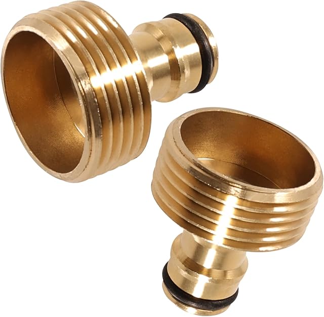 2 Stück 1 Zoll Außengewinde Messing-Schnellkupplung, Wasserhahn-Adapter mit 1 Zoll Außengewinde, Schlauchadapter und Steckkupplung für Gartenschlauch