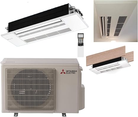 Amazon Com Mitsubishi 21 000 Btu 1 5 Ton 9 000 12 000 Btu One Way Ceiling Cassette Dual Zone System Seer 20 Ac Heat Pump Ductless Ceiling Recessed Cool Heat Energy Star Home Kitchen
