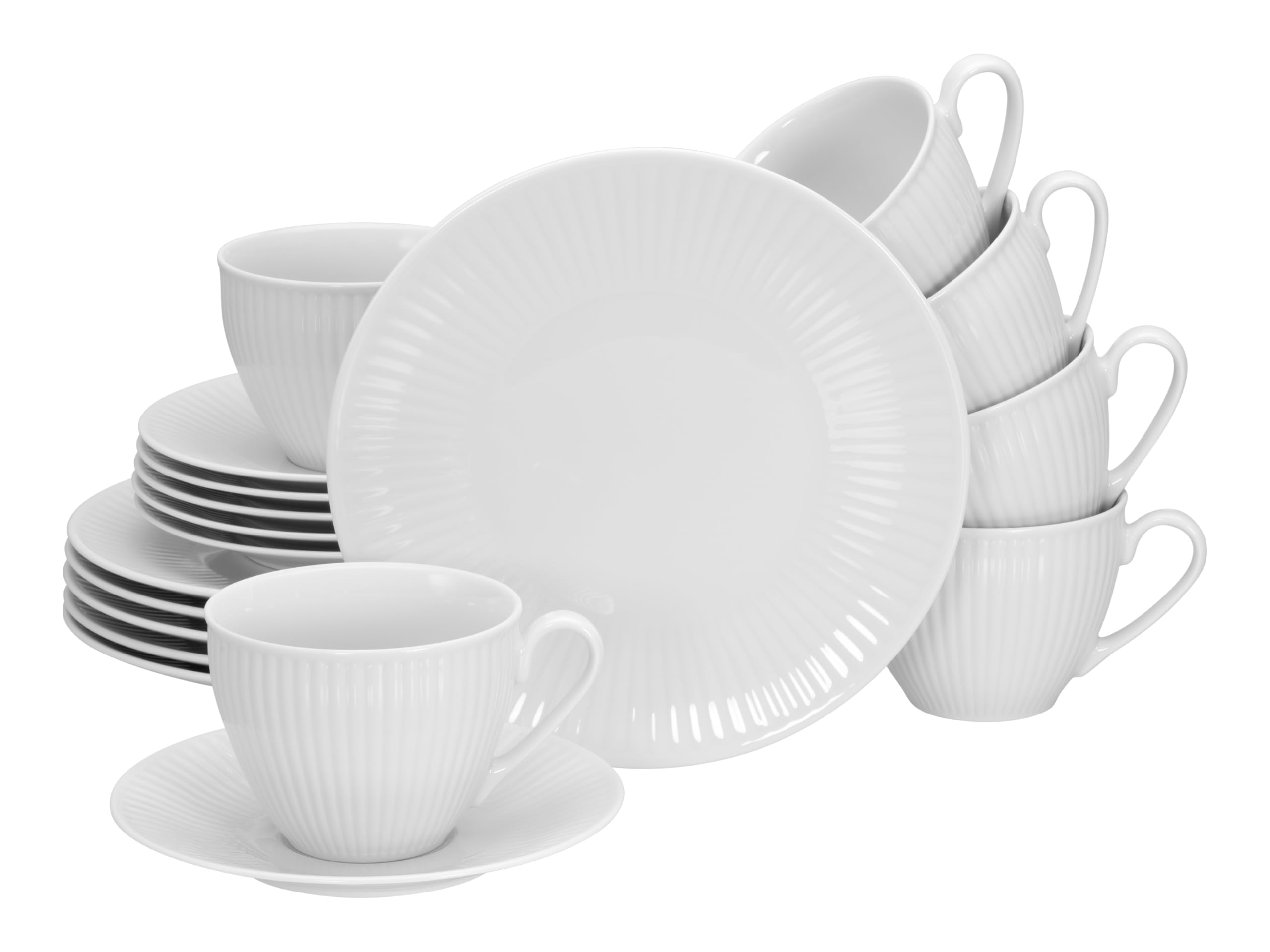 CreaTable 21876 Série Valenica Service à café en porcelaine pour 6 personnes Blanc