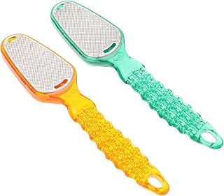 Healeved 2piezas Exfoliante Para Pies De Acero Inoxidable Removedor De Callos y Removedor De Piel Muerta Para Pedicura Casa o Spa Color Amarillo y Verde