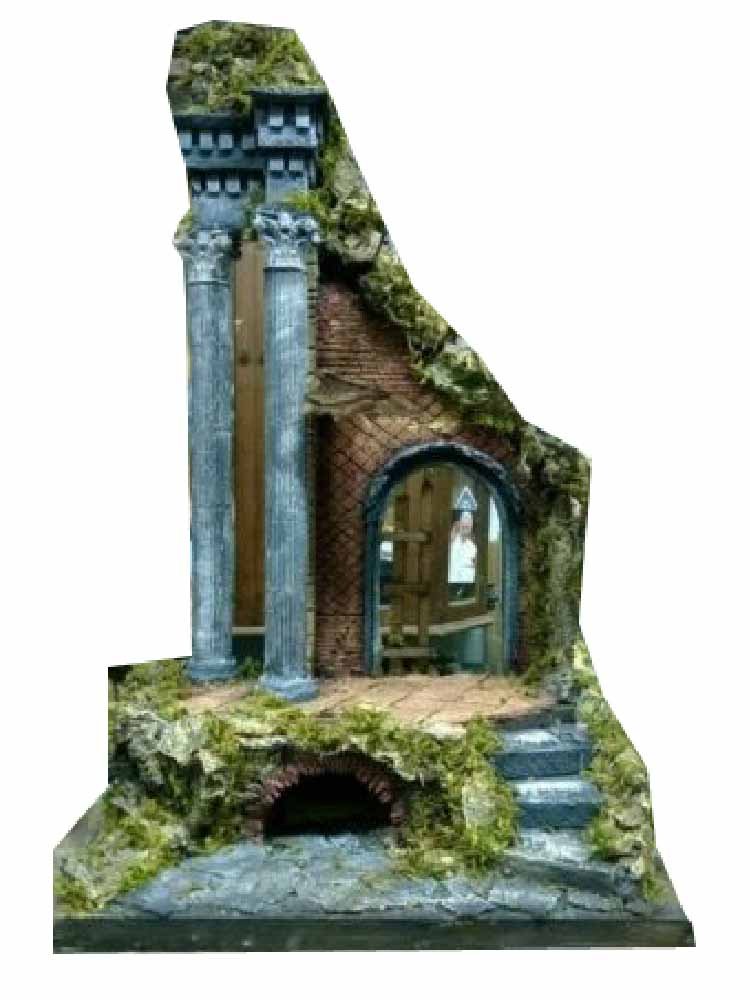 Presepe completo sughero e legno napoletano tempio per pastori 15 cm crib 30x43 cm alto 70 cm senza pastori statuine presepe ricevi un portachiavi S.G. ARMENO ARTIGIANALI shepherds crib nic 60