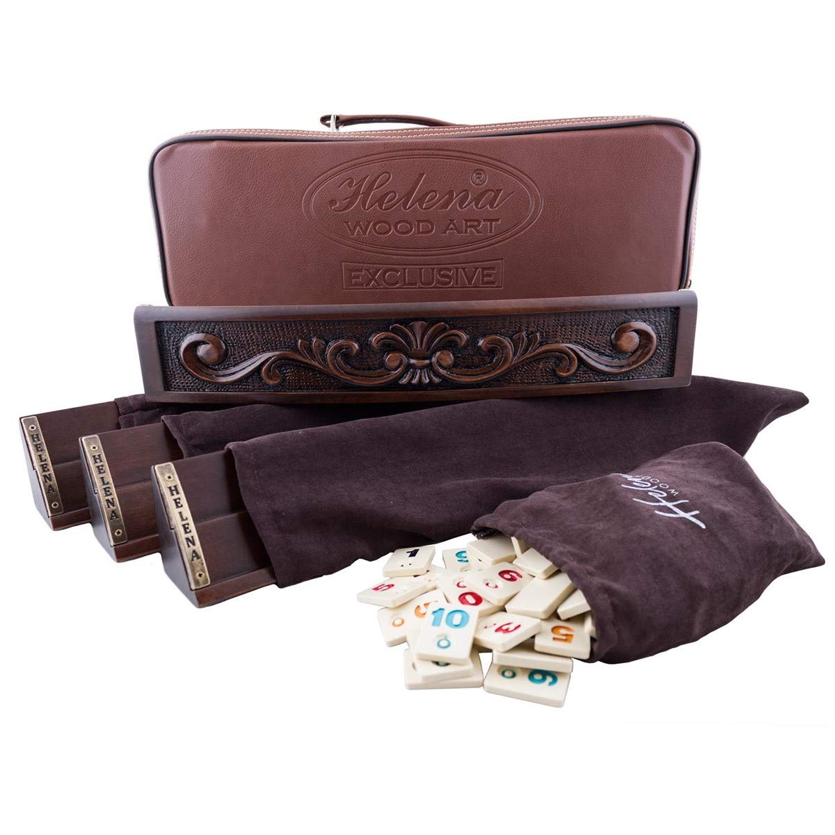 Hand Carved Curved Rummy Game Set