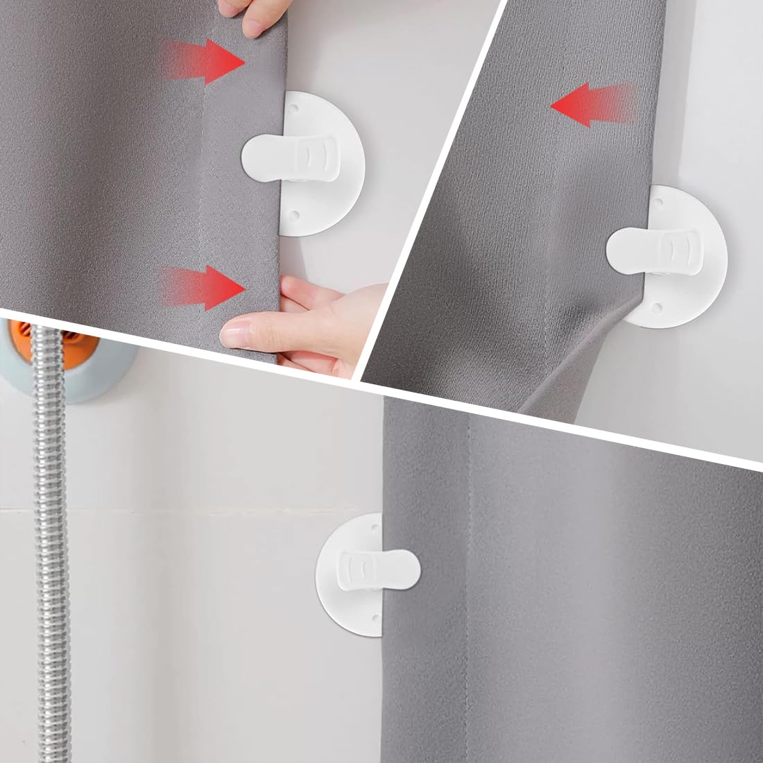 Clip Autoadesive Per Tenda Doccia - 4 Pezzi, Con Adesivo 3M, Bianco - Foto 7