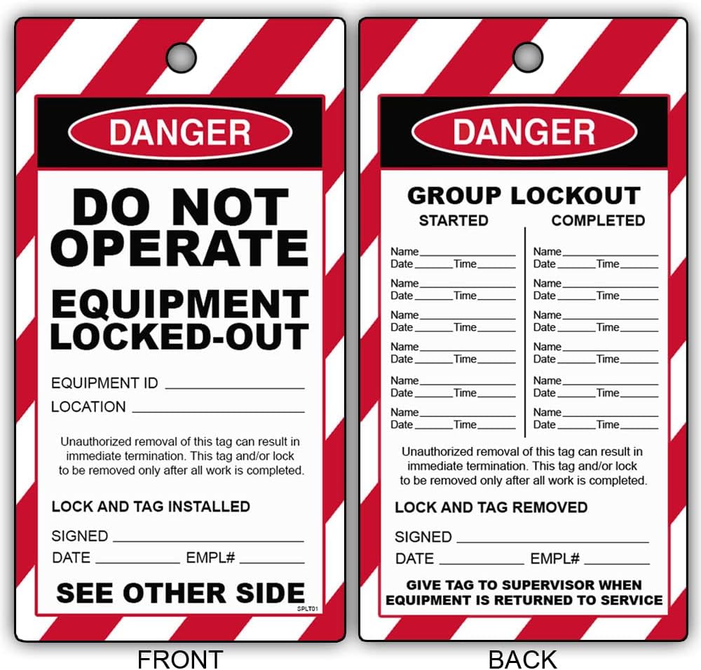 Lockout Tagout Safety Tags, Danger Do Not Operate, Made in The USA, OSHA Compliant, Premium 14 Mil Writeable Plastic Tags, Tear & Water Resistant (30 Count, Group Lockout)