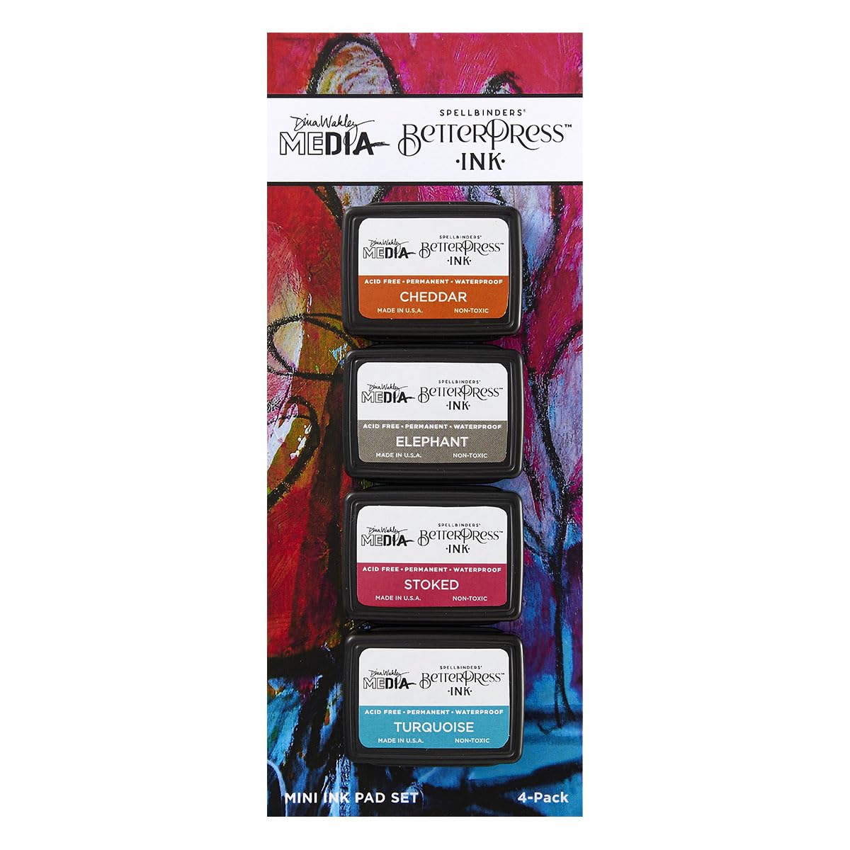 Spellbinders 4 Pack Dina's Faves Betterpress Ink Mini Set By Dina Wakley,