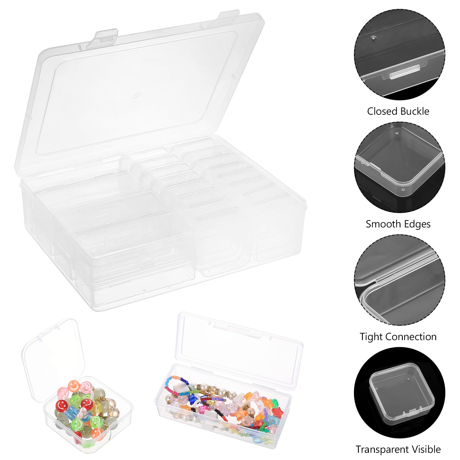 Caja Organizadora PlasticoCajas Almacenaje Plastico Pequeñas con 23 Compartimentos, Cajas de Almacenamiento Pequeñas, Cajas Organizadoras Transparente para Organizador de Tornillos Anillos Joyas