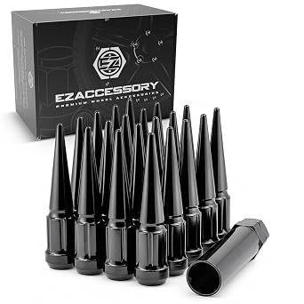 EZAccessory 12x1.25 Spike Nuts Black 20 Pc Fits 350Z Infiniti G35 G37