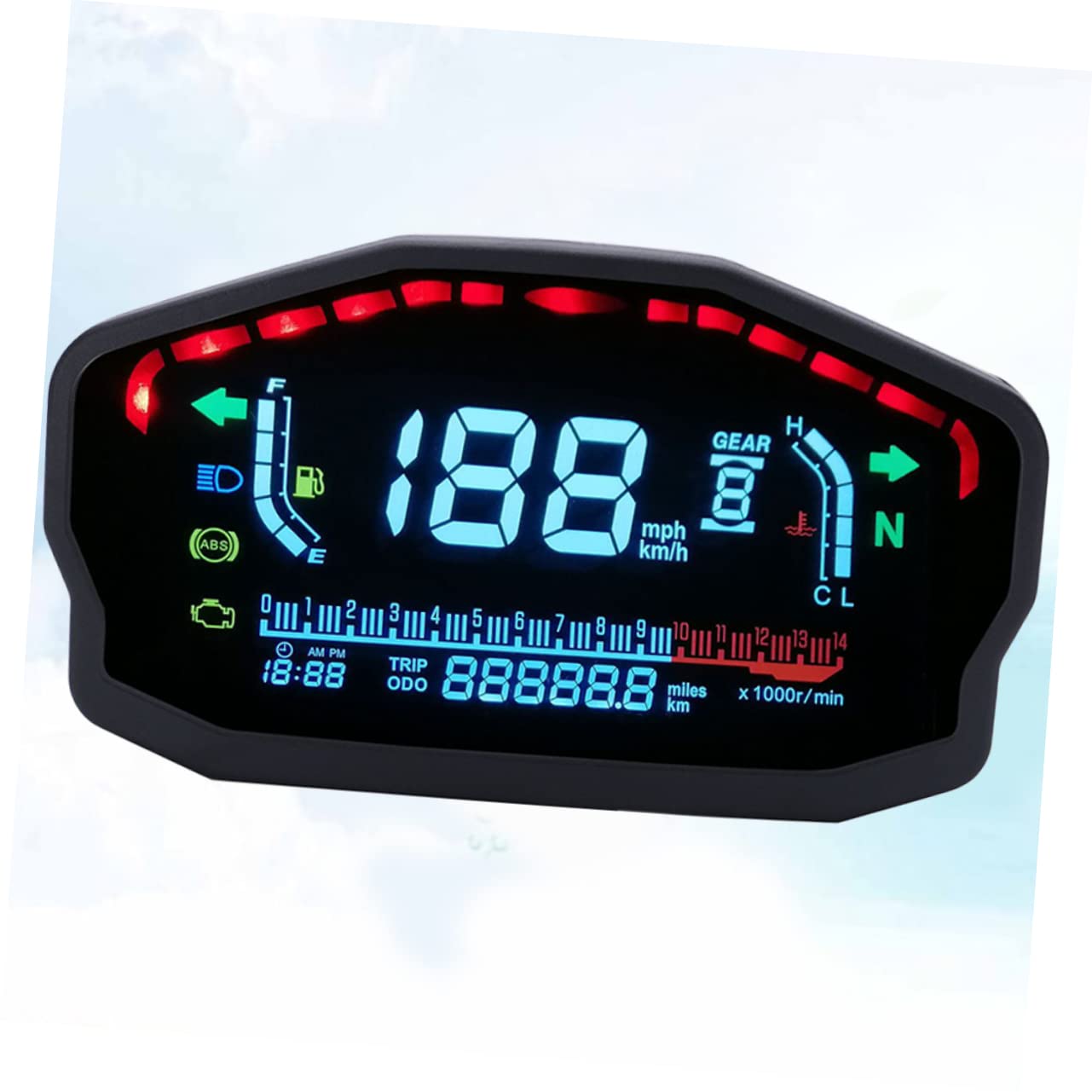 Velocímetro Digital Lcd para Motocicleta Negro de Plástico