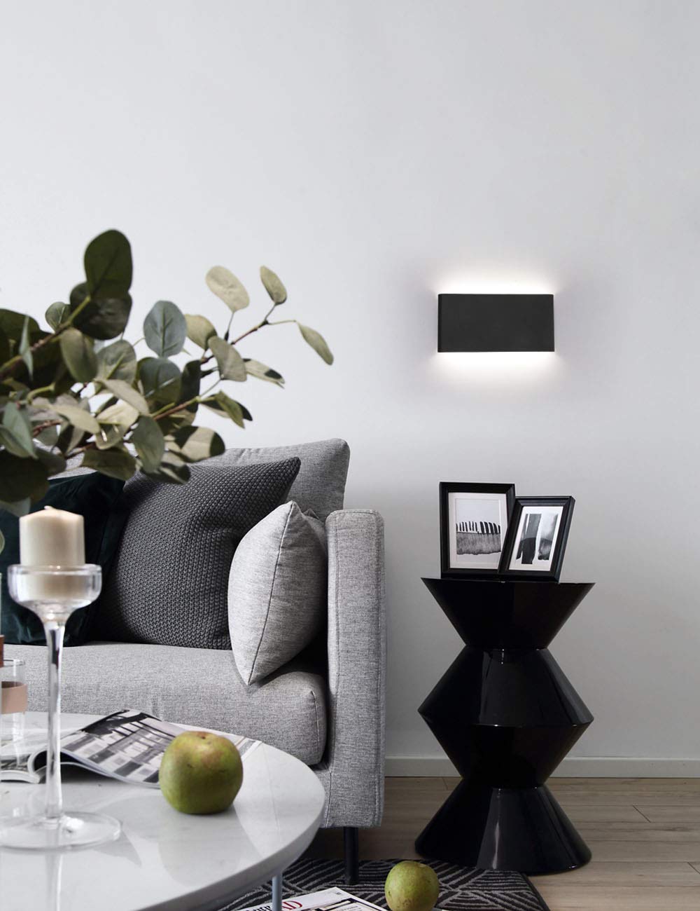 Lámparas de pared LED para pasillo negro para dormitorio, 10 vatios, moderno arriba y abajo, escalera de noche, aplique de decoración de pared, accesorios de iluminación para interiores de 2