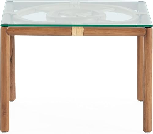Miniatura 2 de Mesa de Centro 19.7 x 19.7 x 13.8 in Madera De TecaRatánCristal Templado