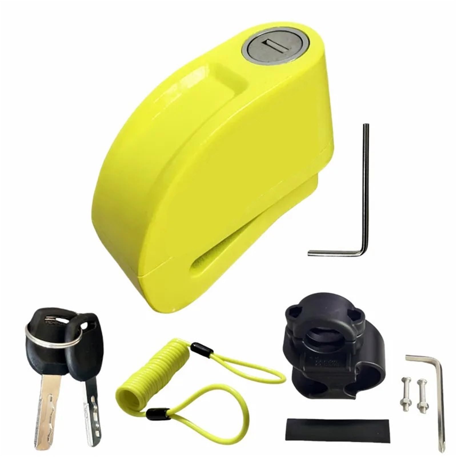 Bloccadisco Moto Allarme bicicletta moto Blocco disco Sicurezza antifurto Corda promemoria impermeabile in lega di alluminio + staffa 6 colori Lucchetto Moto Antifurto(Green 8300-1)