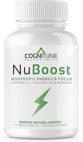 Miniatura 1 de Suplemento de energía y enfoque cafeína L-teanina, vitamina B12, Rhodiola + BioPerine para absorción, sin choques, pastillas de cafeína de 100 mg