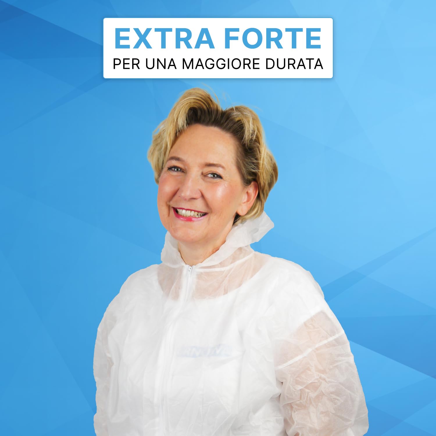 ARNOMED 10x PP tuta protettiva extra forte, tuta intera bianco 50g/m², tuta da pittore monouso L, tuta da lavoro per uomo/donna con cappuccio, tuta monouso, tuta protettiva monouso