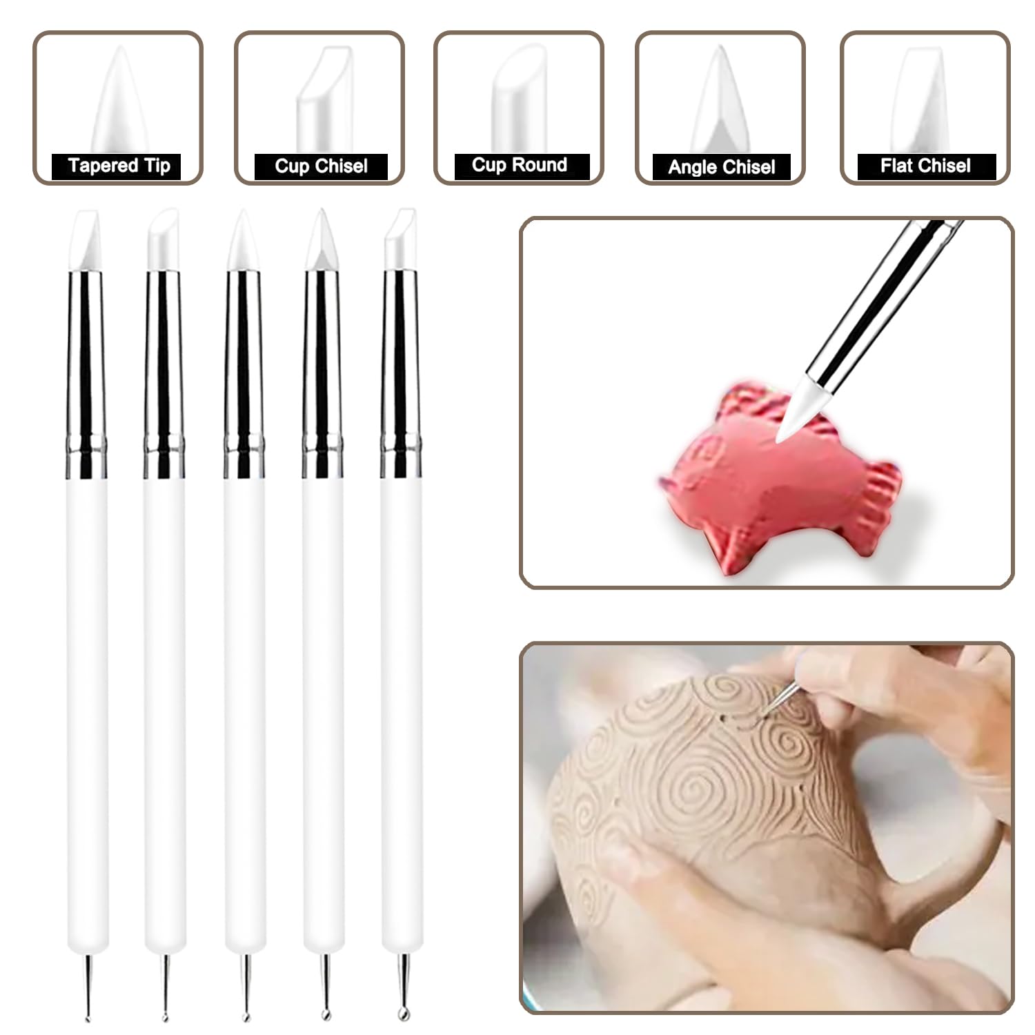 Clay Sculpting Tools Set - 10 Piece Silicone Kit -25