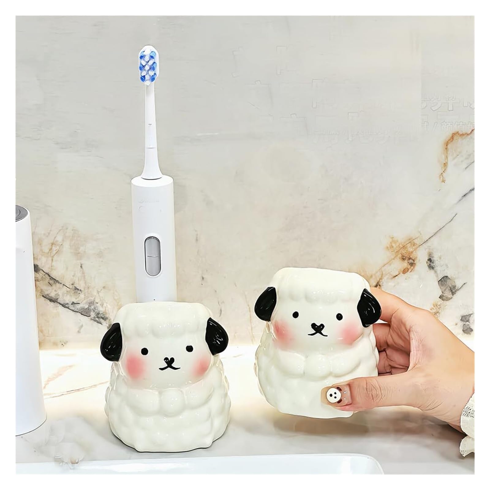 Soportes para cepillos de Dientes Portacepillos de Dientes eléctrico cerámica con ovejas Dibujos Animados Organizador de Accesorios