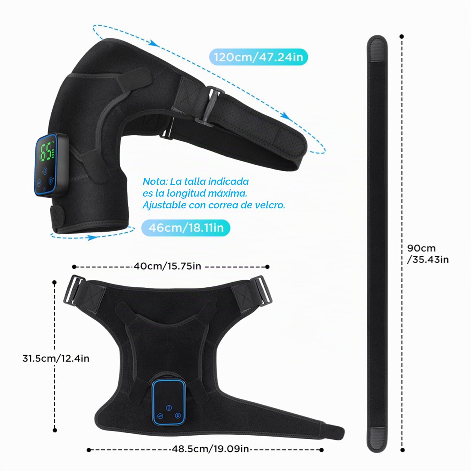 Cojín térmico inalámbrico para cuello y hombros con vibración, 3 ajustes de calefacción, control táctil y masajeador de hombros recargable para dolores de cuello, dolores de hombro, esguinces
