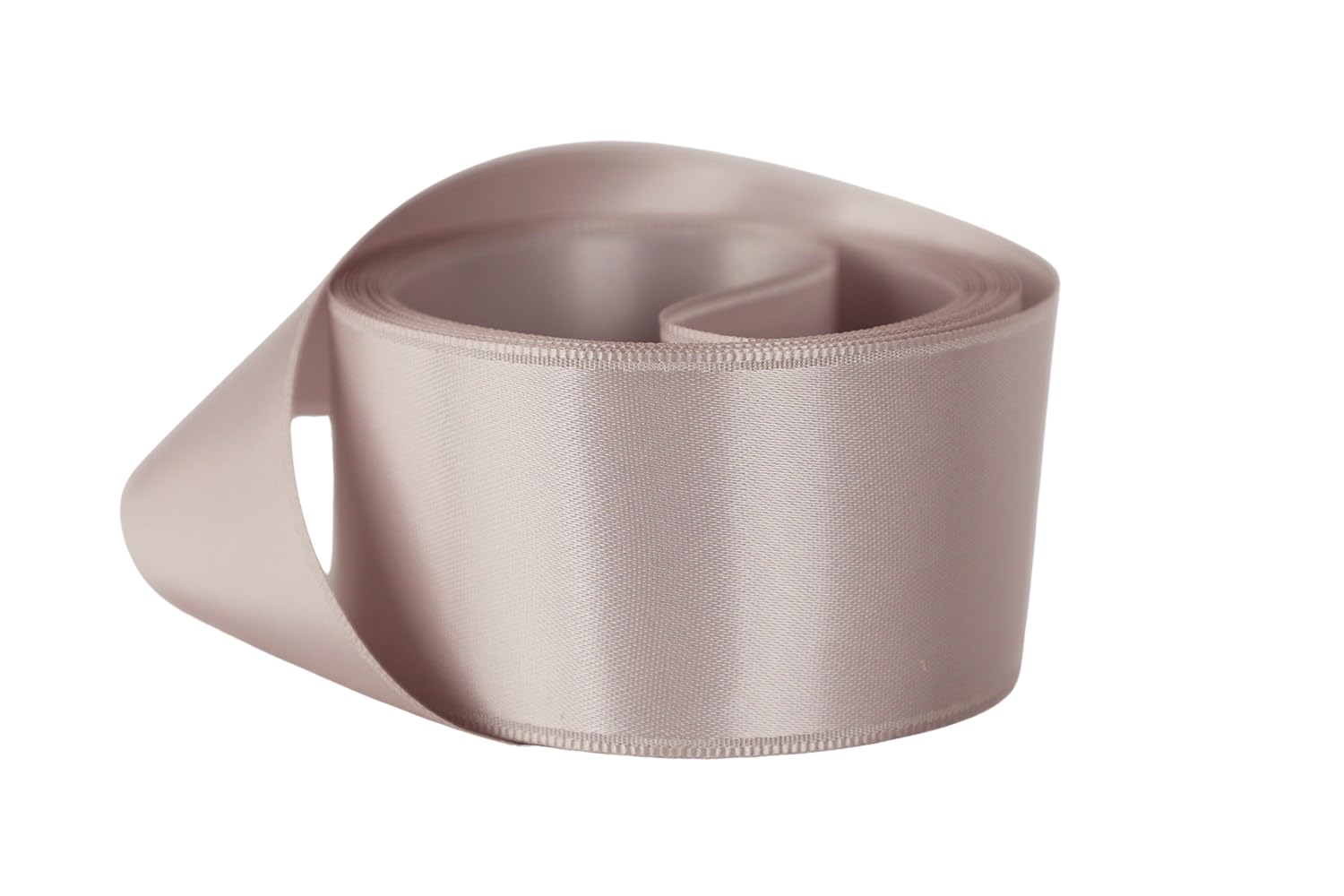 Ribbon Bazaar Double Faced Satin - Premium Gloss Finish - 100% Polyester Ribbon for Gift Wrapping, Crafts, Scrapbooking, Hair Bow, Decorating &amp; More - 5/8" Light Mocha 50yd Spool