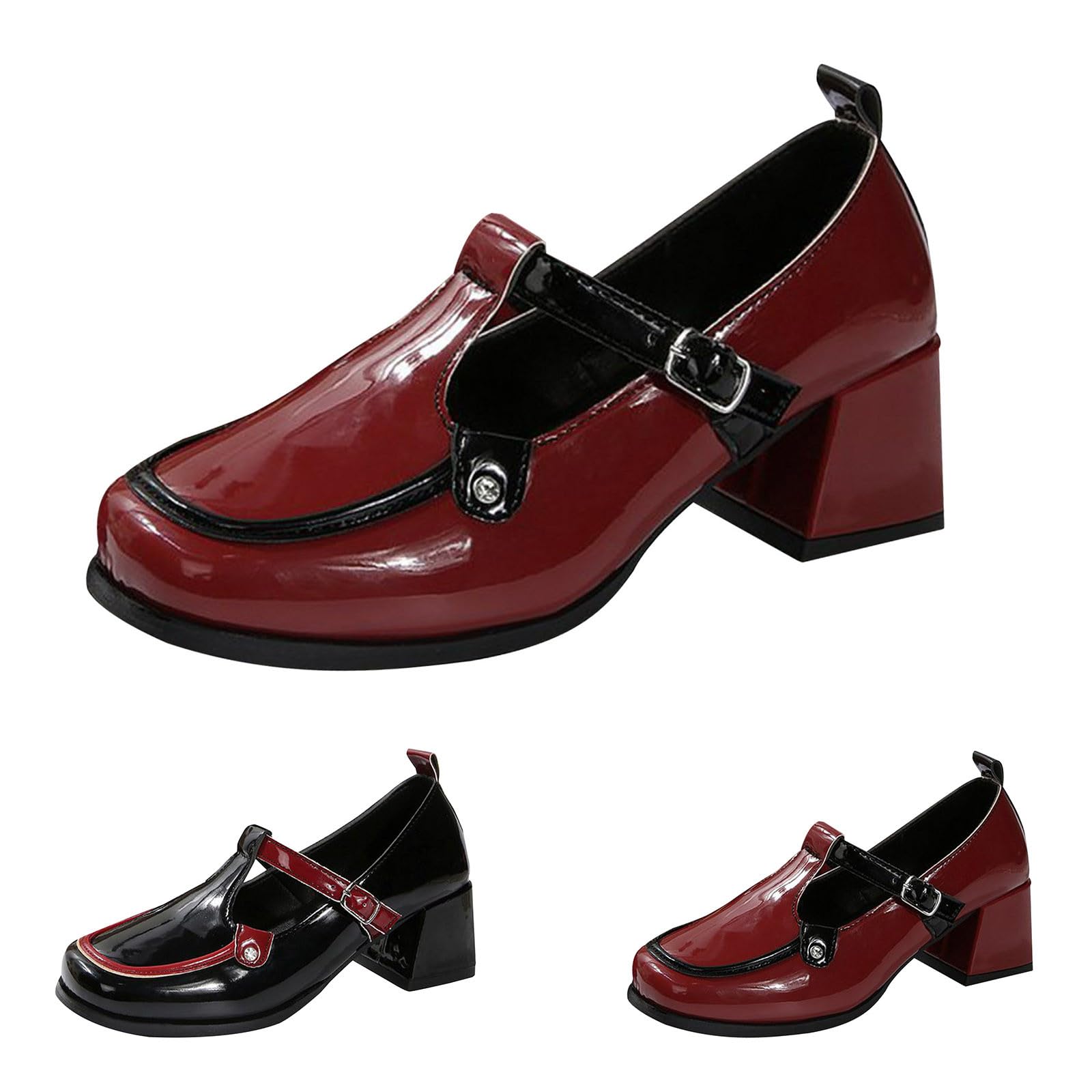 Zapatos De Cuero De Mujer Tacón Mary Jane Zapatos Cómodos Y Elegantes | Zapatos de negocios, tacones bajos gruesos zapatos de tacón ancho de los pies, zapatos ligeros para uso diario y de oficina