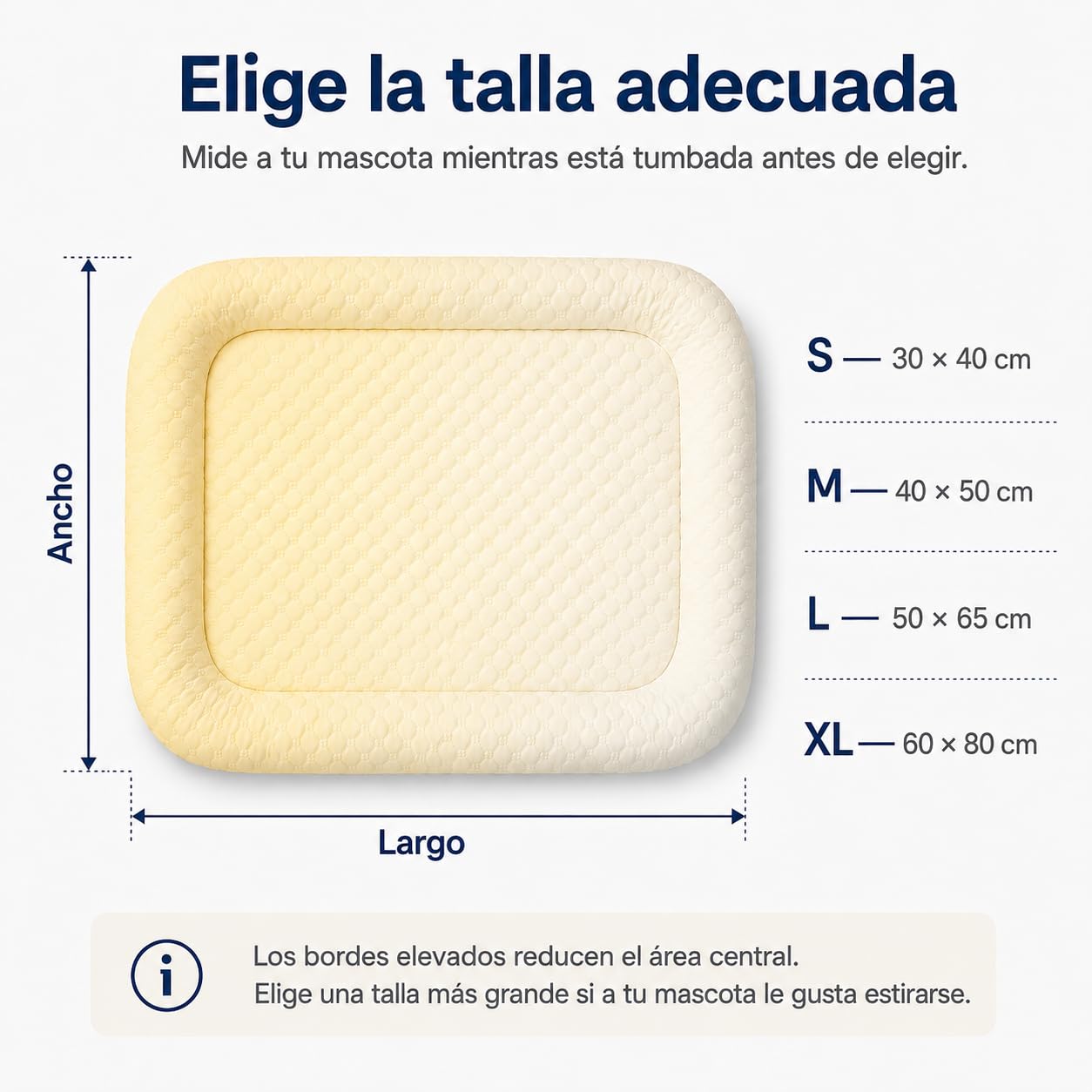 Cama Refrescante para Perros y Gatos con Bordes ，Amarillo：Large