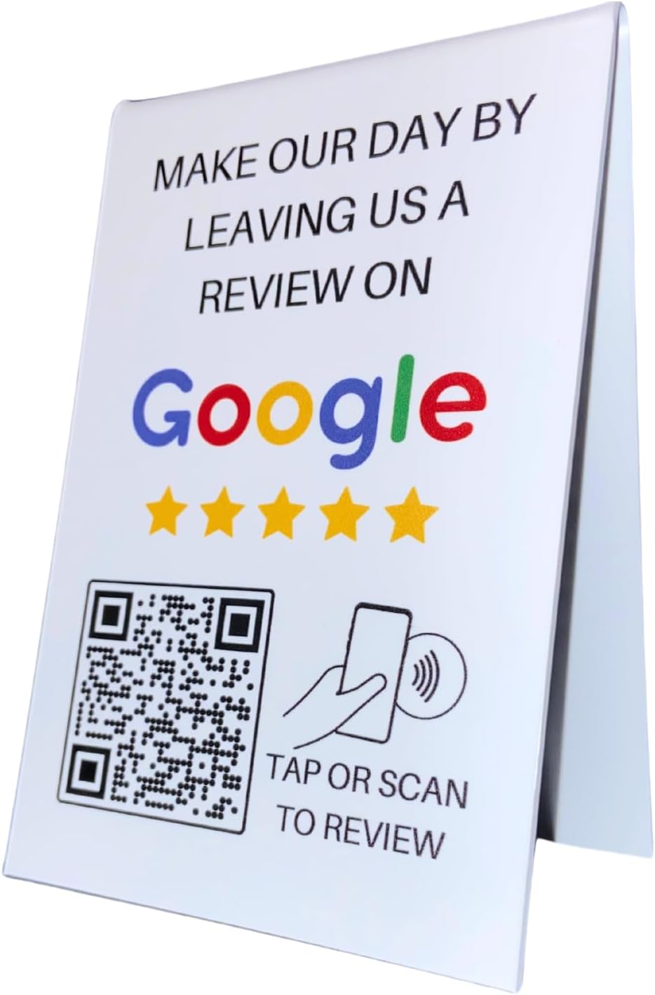 NFC Google Review Stand, NFC and QR Code Google Review Sign, Tap to Review Sign, Tappable Review Stand, Boost Your Online Reputation, Google Review Stand, 4x6 Inches, (1)