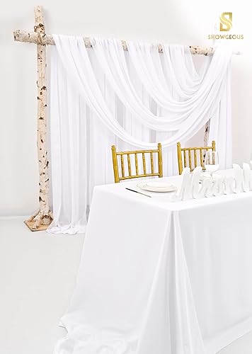 Miniatura 5 de 2 paneles de 28 x 20 pies, cortinas blancas para arco de boda para ceremonia, cortinas de tela de gasa para decoración de arco de boda para