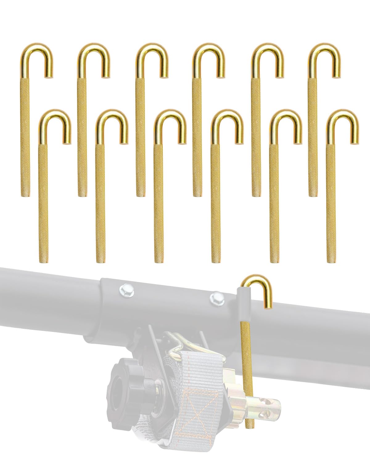 Tightening Rods  12 Pack , 5/16  0.3125  Inch, Ladder Rack Straps Replacement Tightening Tie Down Bar Universal To Round Tube Square Tube Mount Ladder Rack Ratchet Straps Zinc Yellow Plating - View #13