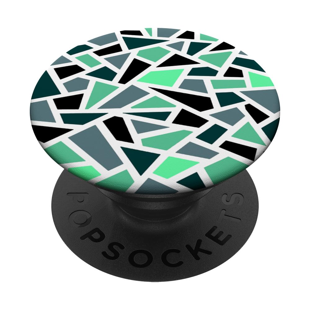 Geodesic Abstract Pattern 17 Teal Blue Green PopSockets Swappable PopGrip, Black